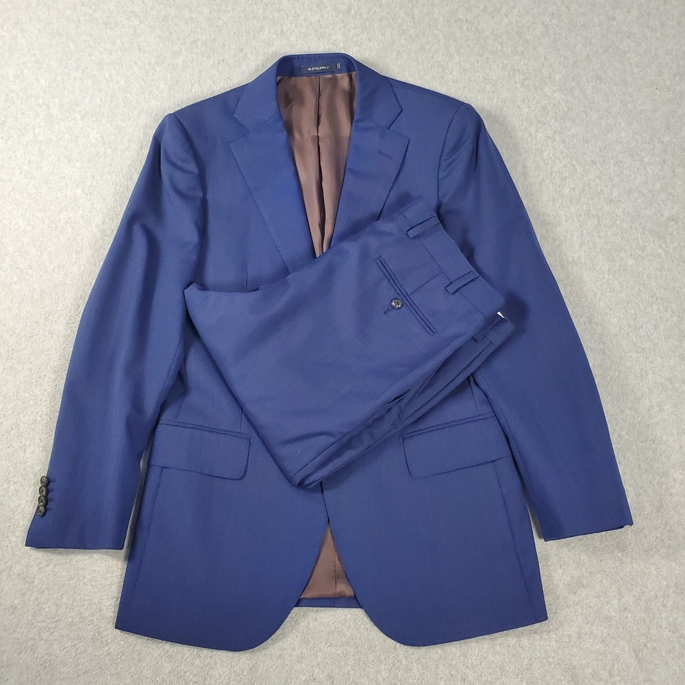 Suitsupply Lazio Slim Fit Suit Blue Wool Mens 38R Pants 34x27 Brescia 2 Button